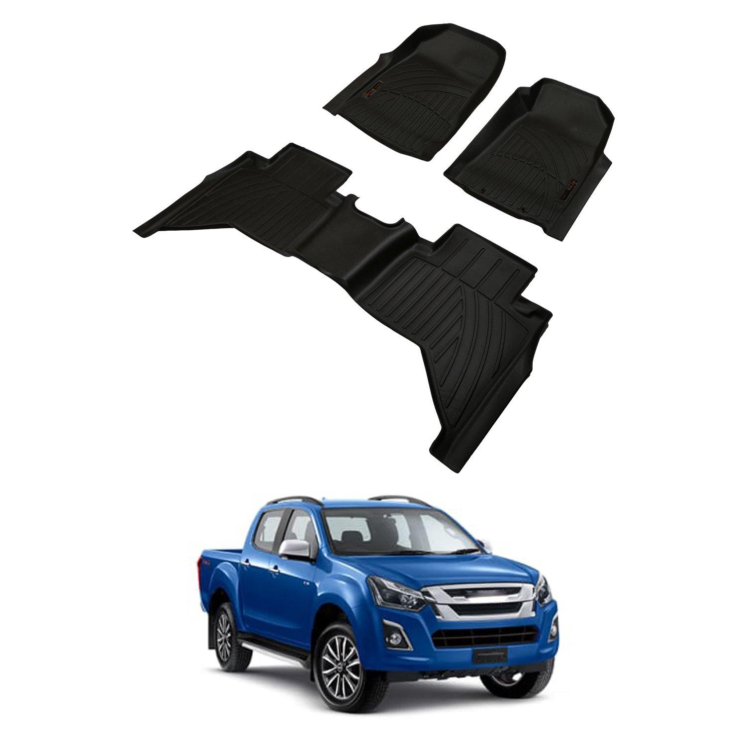 Drivn 5D TPV Car Foot Mat for ISUZU Dmax - Black, 5D Car Floor Mat, Customised Car Floor Mat for ISUZU Dmax (Set of 3) - CARMATE®