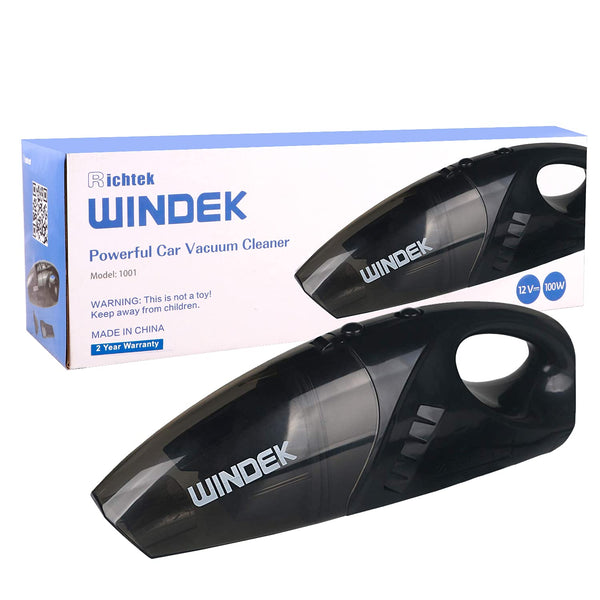WINDEK 1001 Powerful Car Vacuum Cleaner 3000 Pa DC 12V Featherweight Multi-Functional and Highly Portable Machine (100 W, Black), Universal