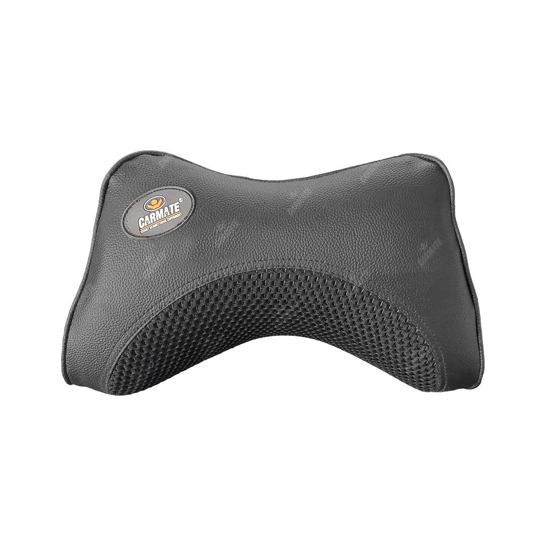 CARMATE Embassy Car Seat Neck Pillow, Headrest Cushion for Neck Pain Relief & Cervical Support with Pure Memory Foam and Ergonomic Design (Black Net)
