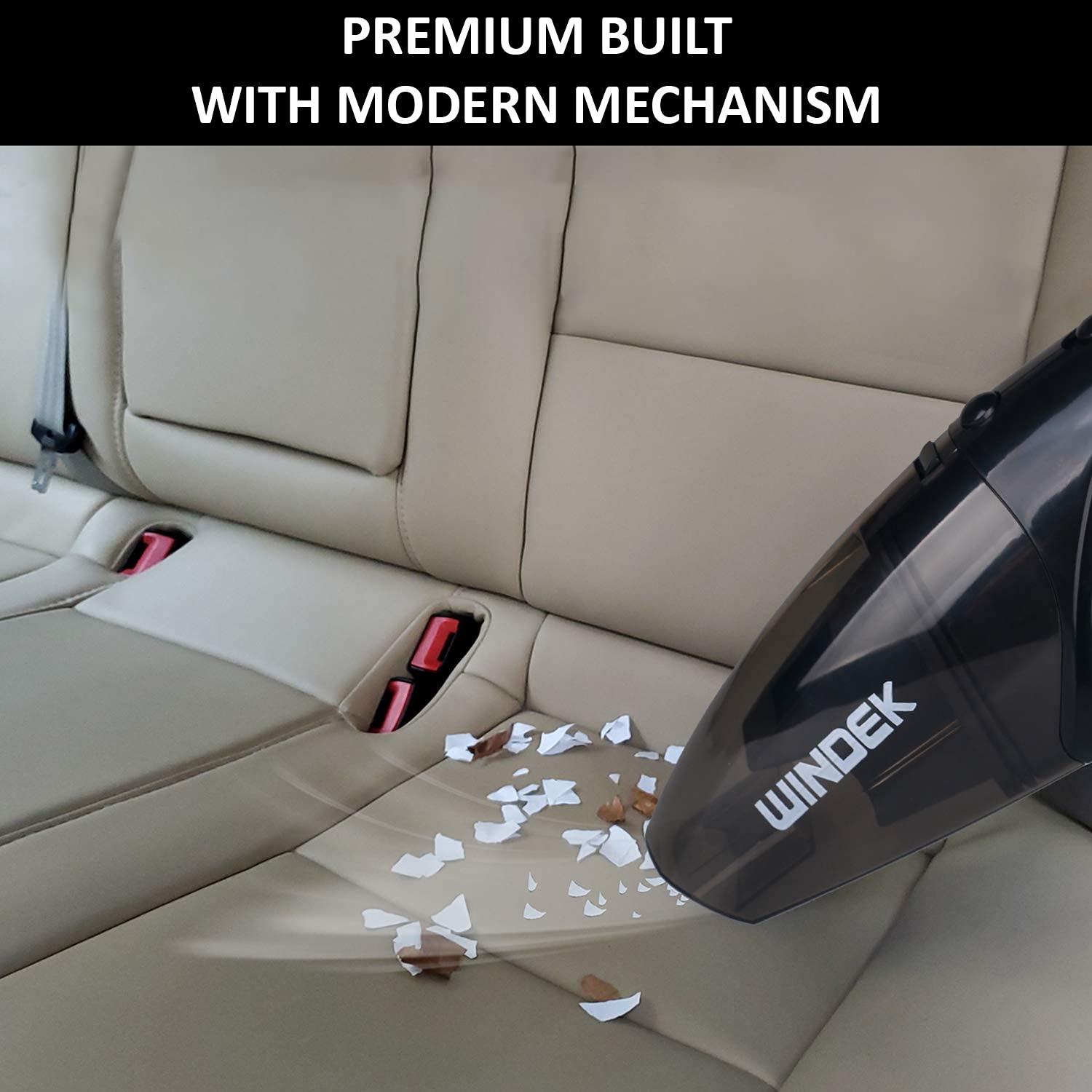 WINDEK 1001 Powerful Car Vacuum Cleaner 3000 Pa DC 12V Featherweight Multi-Functional and Highly Portable Machine (100 W, Black), Universal