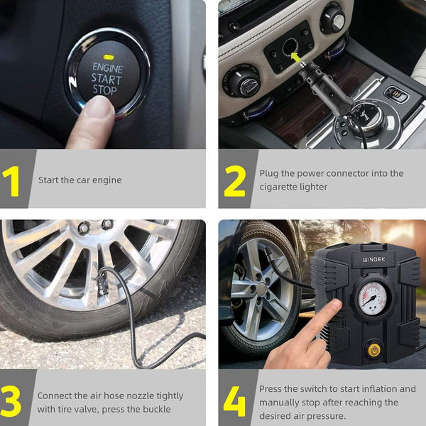 Windek 1501 Analog Tyre Inflator Multi-Purpose Air Pump with Compact Design & Speedy Inflation (Black)