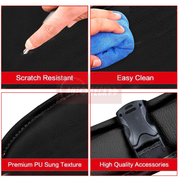 CARMATE Universal PU Leather Auto Car Seat Back Organizer with Foldable Dining Table Tray, Multi pocket Storage Tablet, Bottle and Tissue Paper Holder