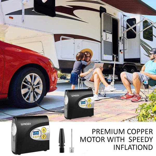 WINDEK 1902 Digital Tyre Inflator Portable & Easy to Operate Tire Air Pump with Auto Shut-Off & LED Light (Black)
