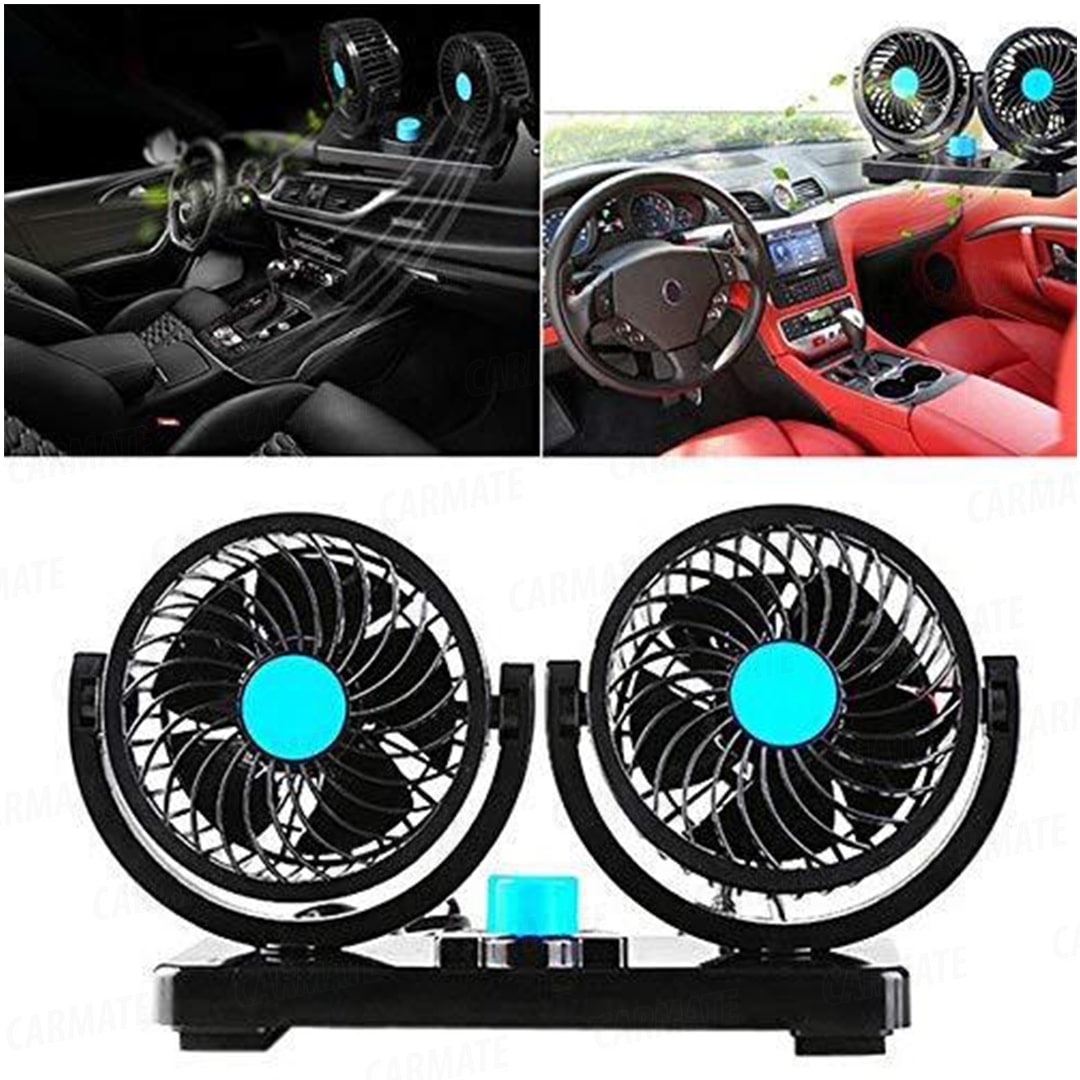 CARMATE Car Fan 12V 360 Degree Rotatable Dual Head 2 Speed Dashboard Auto Cooling Air Fan - Universal Fitment for All Cars - CARMATE®
