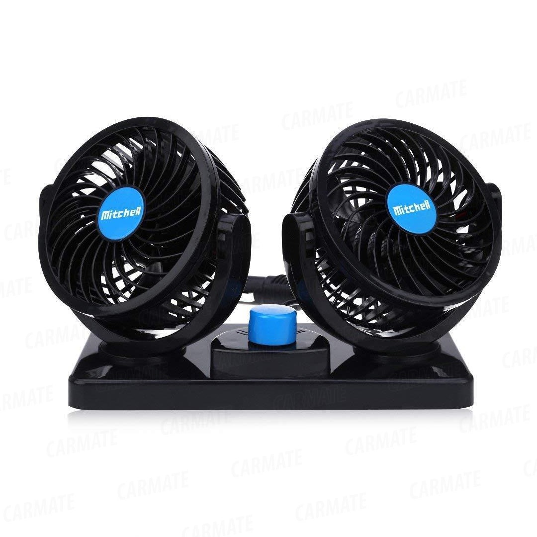 CARMATE Car Fan 12V 360 Degree Rotatable Dual Head 2 Speed Dashboard Auto  Cooling Air Fan - Universal Fitment for All Cars