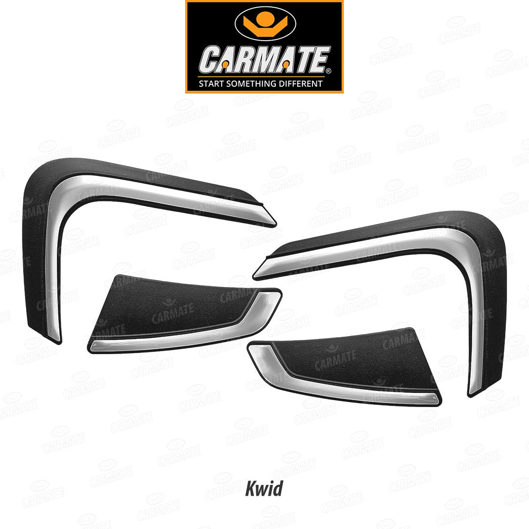 CARMATE Customized Black Car Bumper Scratch Protector for Renault Kwid - Set of 4