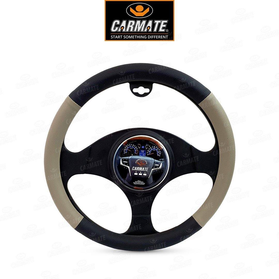 Carmate Car Steering Cover Ring Type Sporty Grip (Black and Camel) For MG - Hector Plus (Medium) - CARMATE®
