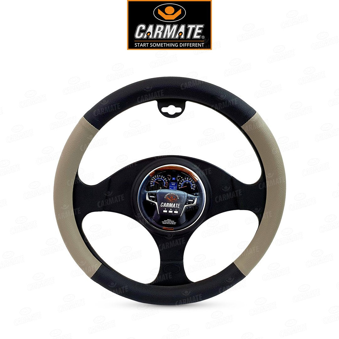 Carmate Car Steering Cover Ring Type Sporty Grip (Black and Camel) For Renault - Scala (Medium) - CARMATE®