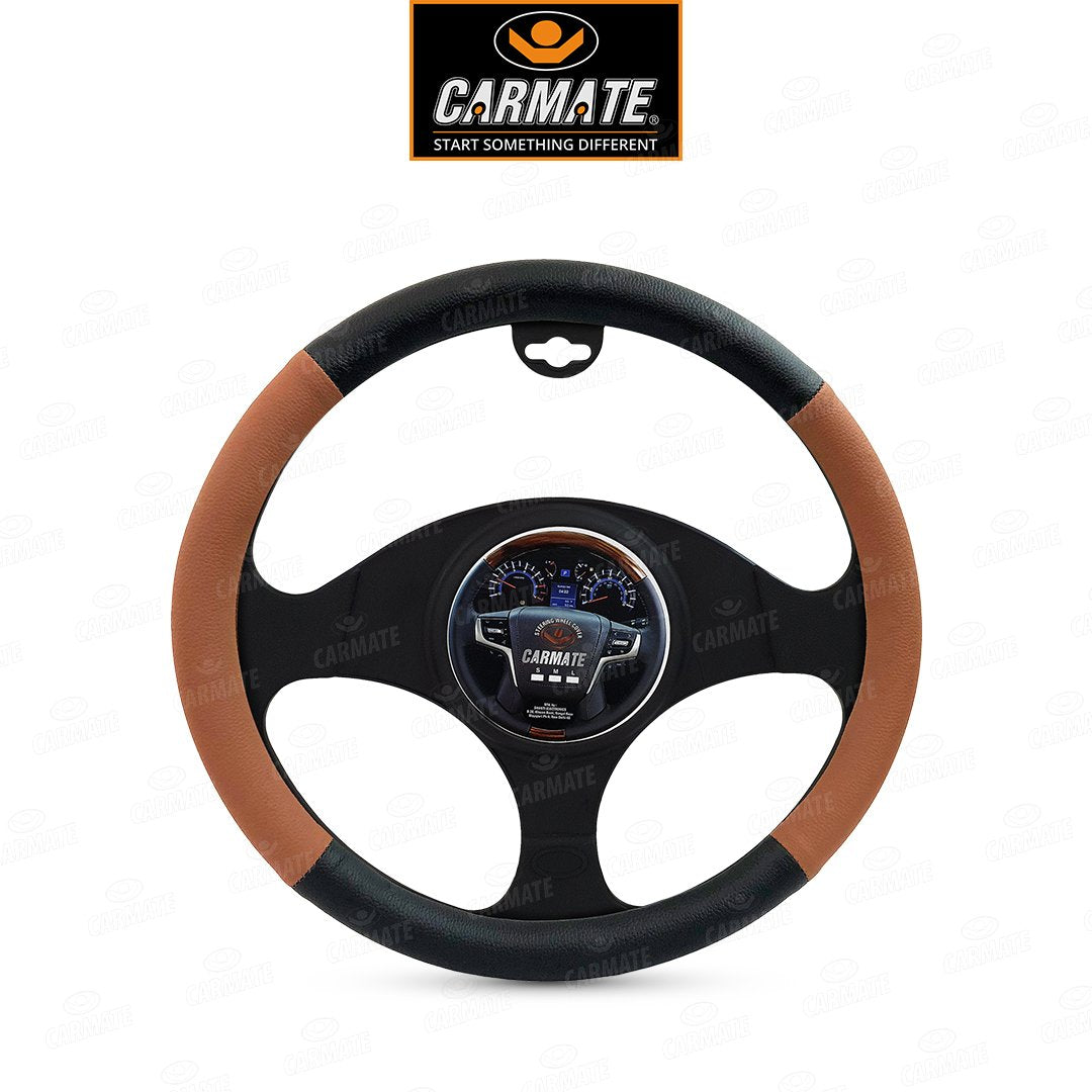 Carmate Car Steering Cover Ring Type Sporty Grip (Black and Tan) For Mahindra - Bolero (Medium) - CARMATE®