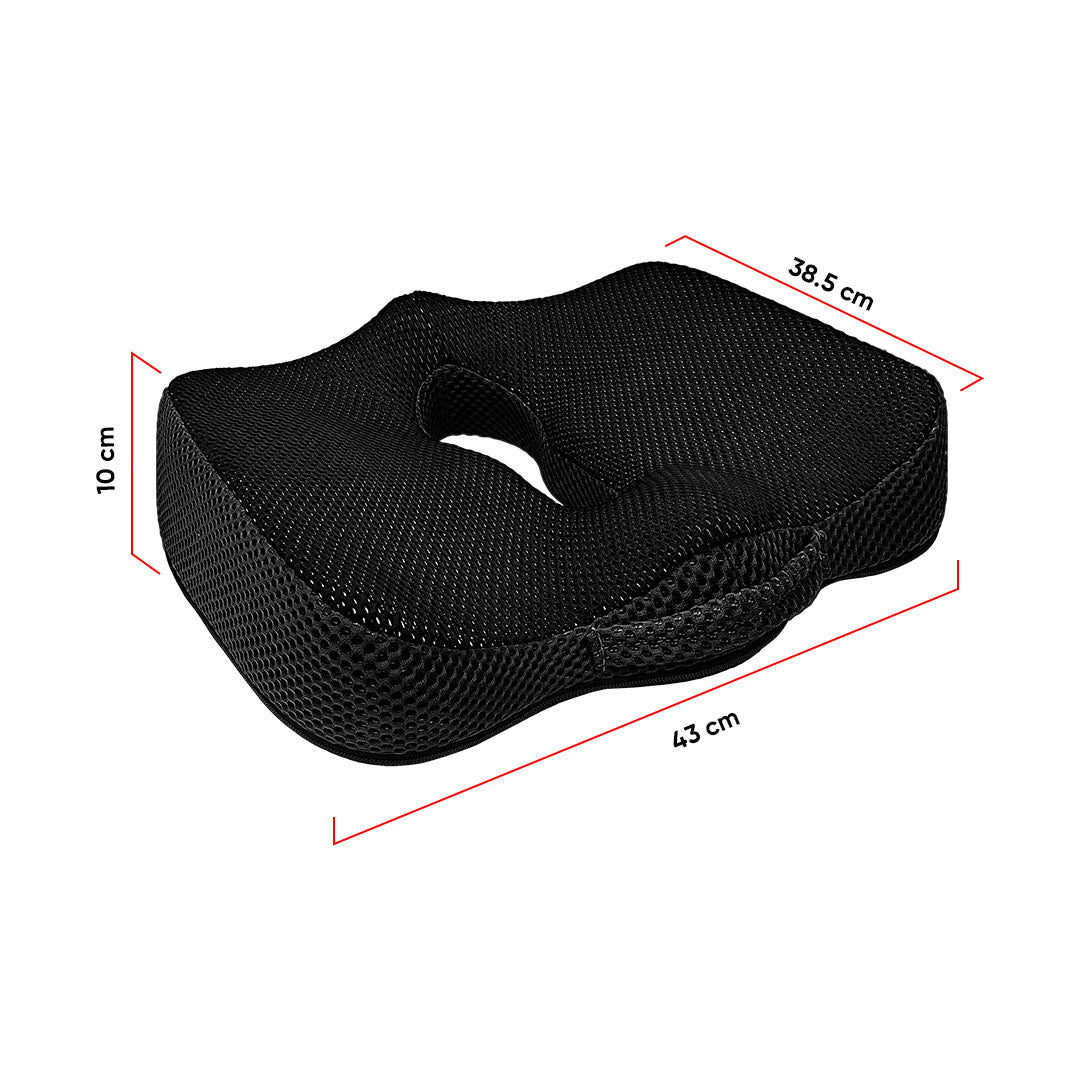 CARMATE Orthopedic Memory Foam Seat Cushion (Key Hole) For Tailbone Pain Relief, Sciatica Pain Relief, Hip Support, Lower Back Support With Computer, Car, Office Ergonomic Chair