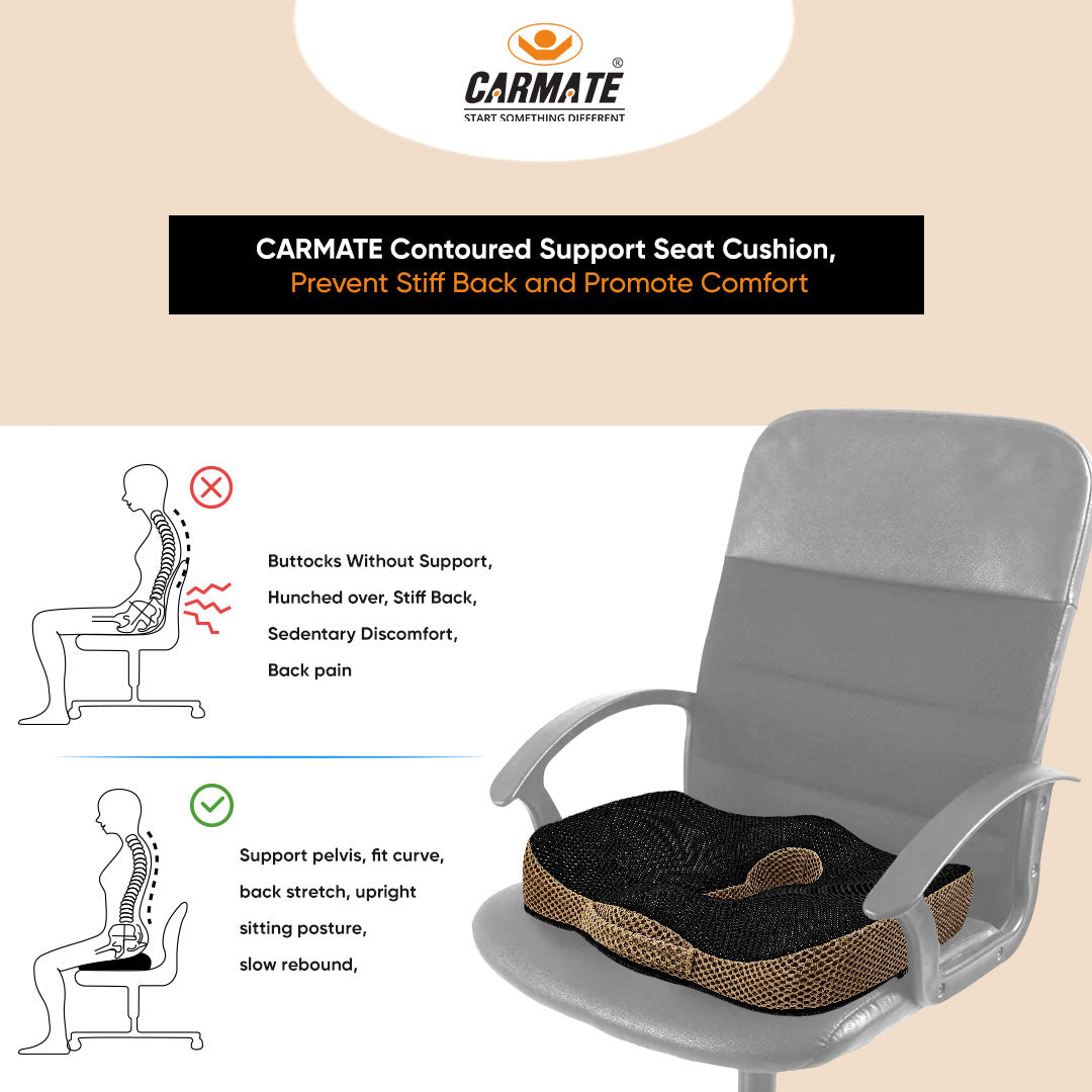 CARMATE Orthopedic Memory Foam Seat Cushion (Key Hole) For