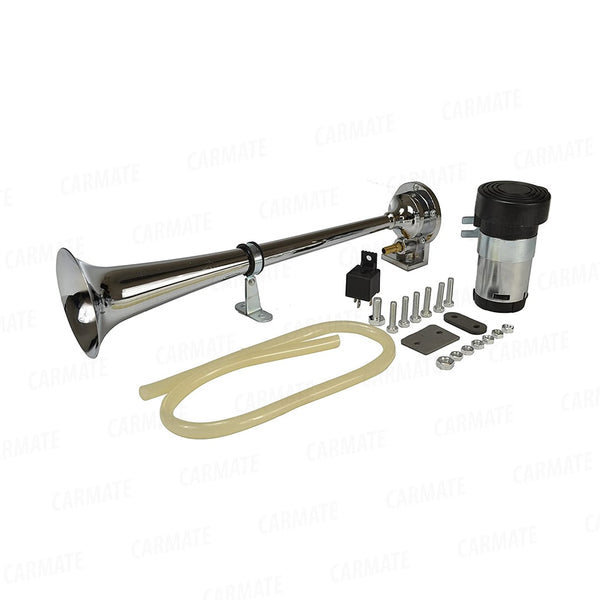 Hella Chrome 12V Air 1-Trumpet Horn Kit (12V,115 dB @ 2m) - CARMATE®