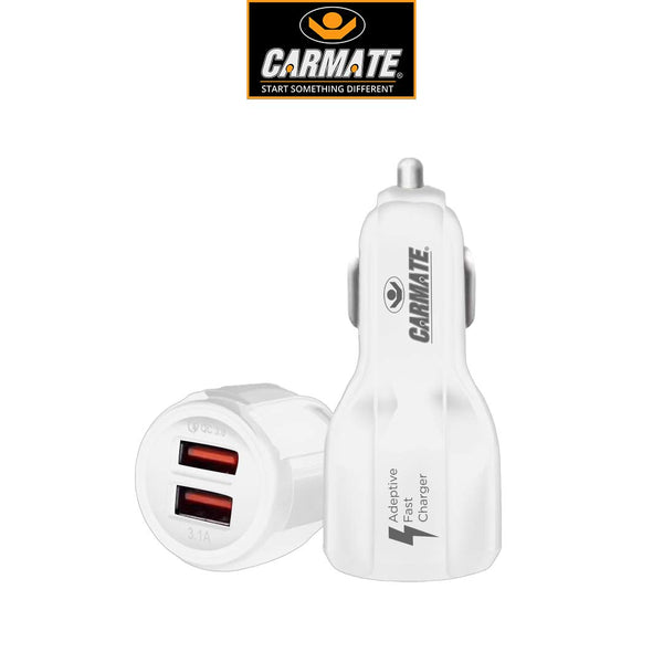 CARMATE Quick Charging Car Charger 6 Ampere (3 Amp QC and 3 Amp Normal) Comes with 3.1 Amp Fast Charging Micro to USB Data Cable - White