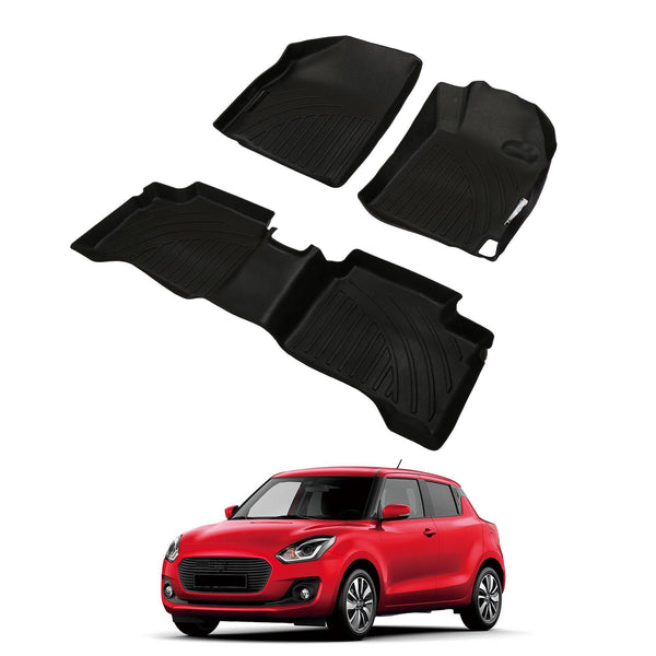 Drivn 5D TPV Car Foot Mat for Maruti Suzuki Swift - Black, 5D Car Floor Mat, Customised Car Floor Mat for Maruti Suzuki Swift (Set of 3) - CARMATE®