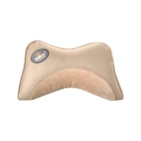 CARMATE Embassy Car Seat Neck Pillow, Headrest Cushion for Neck Pain Relief & Cervical Support with Pure Memory Foam and Ergonomic Design (Camel Velvet)