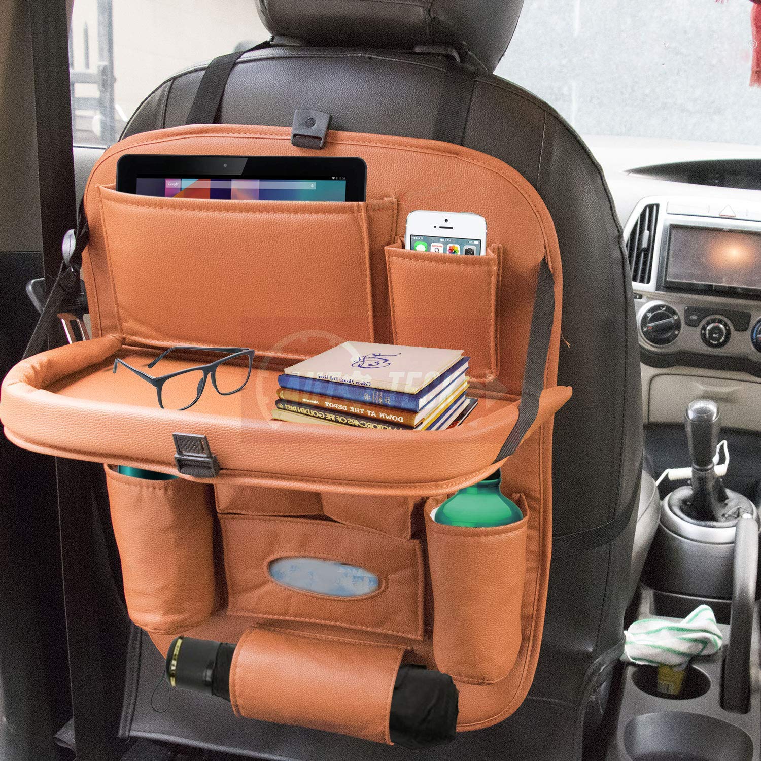 CARMATE Universal PU Leather Auto Car Seat Back Organizer with