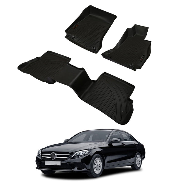 Drivn 5D TPV Car Foot Mat for Mercedes Benz C-Class - Black, 5D Car Floor Mat, Customised Car Floor Mat for Mercedes Benz C-Class (Set of 3) - CARMATE®