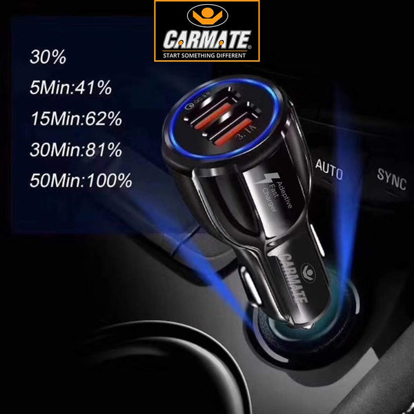 CARMATE Quick Charging Car Charger 6 Ampere (3 Amp QC and 3 Amp Normal) Comes with 3.1 Amp Fast Charging Micro USB Data Cable - Black
