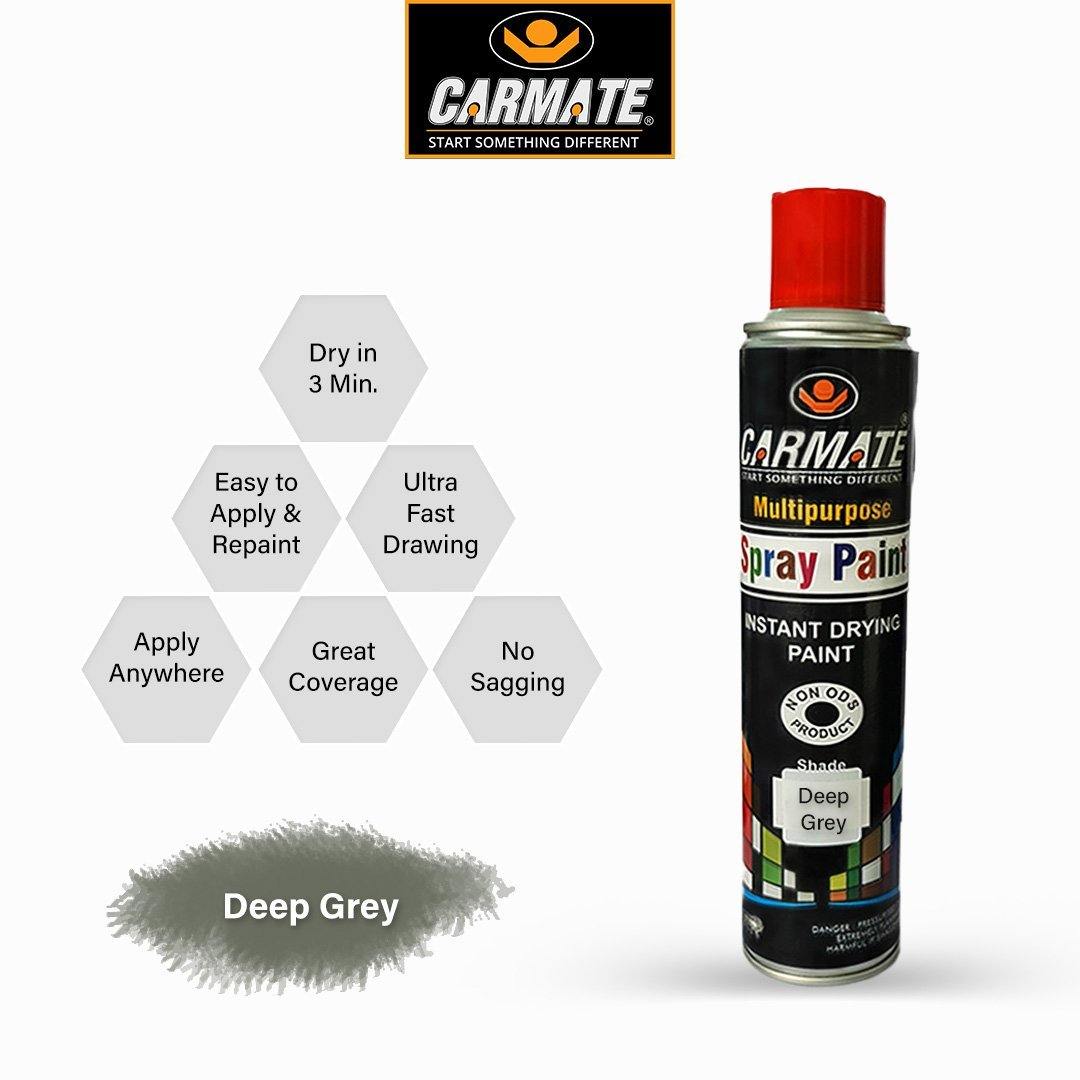 CARMATE Spray Paint - Ready to Use Aerosol Spray Paint for Car Bike Spray Painting Home & Furniture - 440 ML (DEEP GREY) - CARMATE®