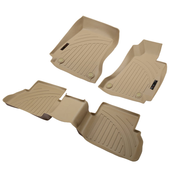 Drivn 5D TPV Car Foot Mat for Mercedes Benz C-Class - Beige, 5D Car Floor Mat, Customised Car Floor Mat for Mercedes Benz C-Class (Set of 3) - CARMATE®