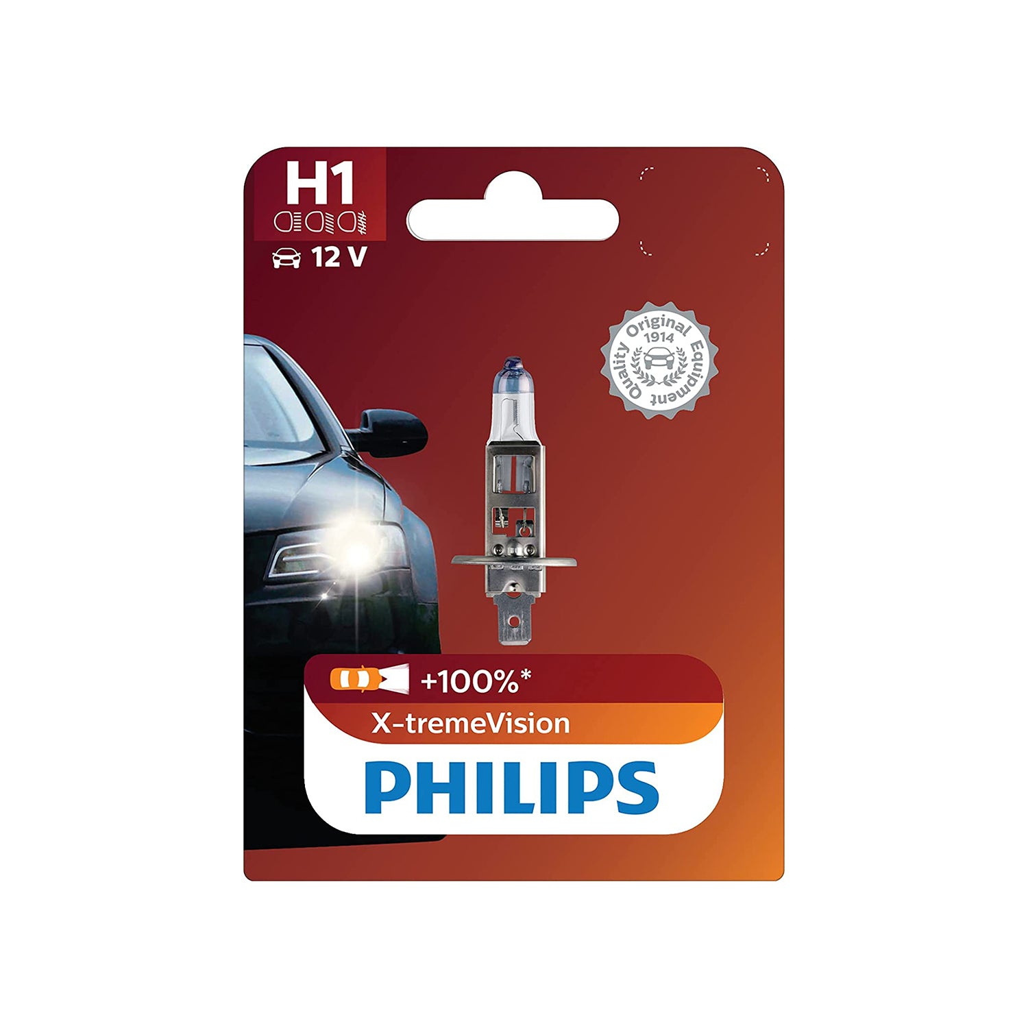 Philips 12258B1 H1 Standard Halogen Replacement Headlight Bulb, 1 Pack
