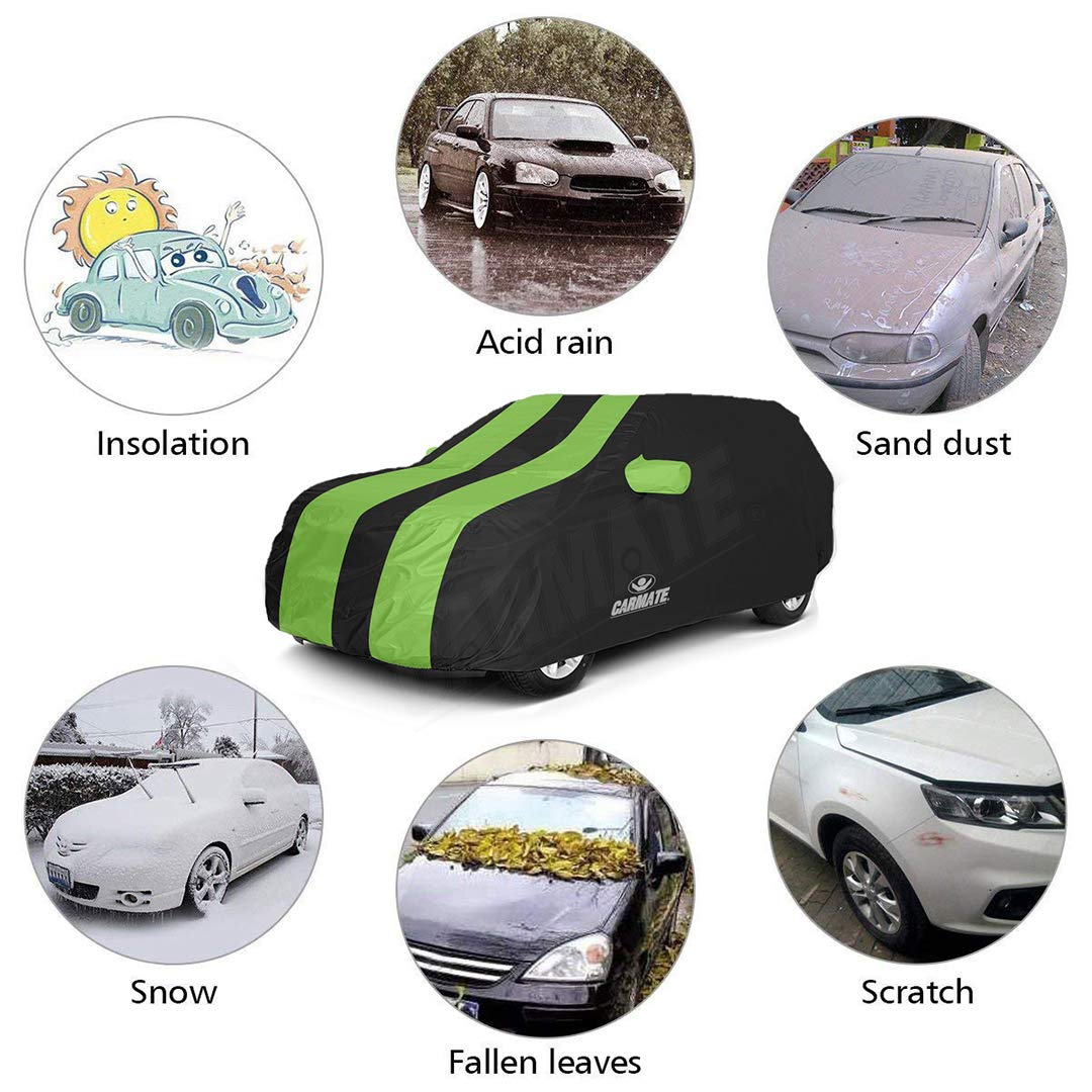 Carmate Passion Car Body Cover (Black and Green) for Tata - Safari Dicor - CARMATE®