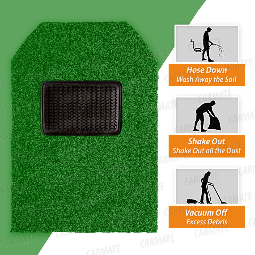 Carmate Single Color Car Grass Floor Mat, Anti-Skid Curl Car Foot Mats for Mahindra KUV 100