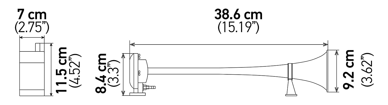 Hella 013410001 Chrome 12V Air 1-Trumpet Horn Kit (12V,115 dB @ 2m)