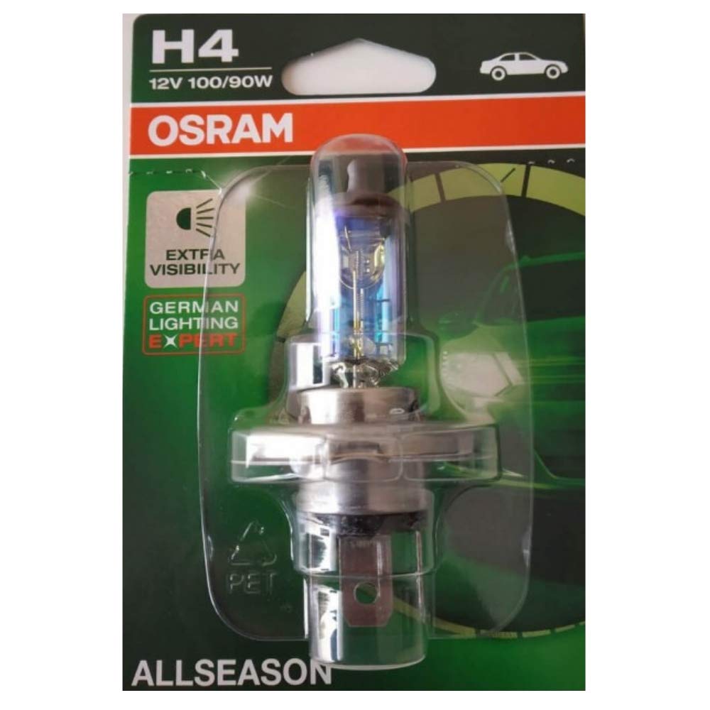 Osram Rallye H4 Halogen 62204 Exterior Headlight Bulb (12V, 100/90W) |  Silver and Clear | Set of 1