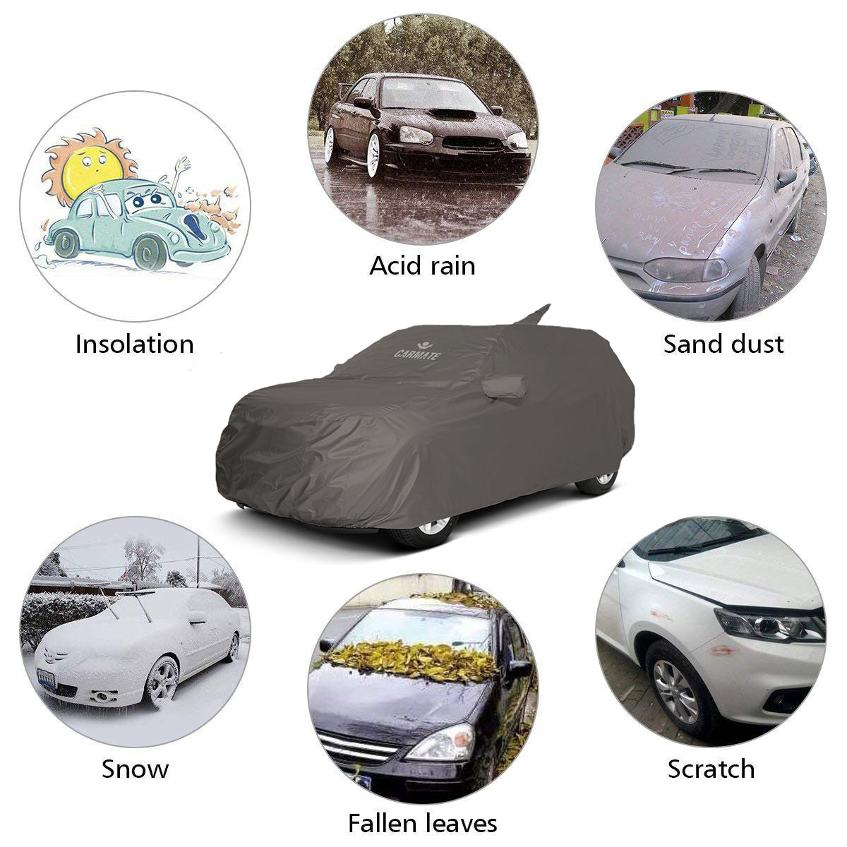 CARMATE Pride Custom Fit Waterproof Car Body Cover for Volkswagon Polo - Grey (With Side Mirror & Antenna Pockets)