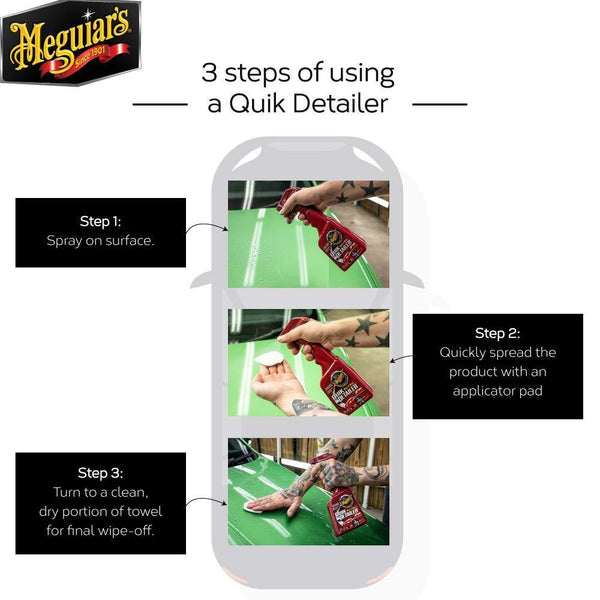 MEGUIAR'S Quick Detailer Mist & Wipe High-Lubricity Formula Remove Dust, Fingerprints and Harmful contaminants - CARMATE®
