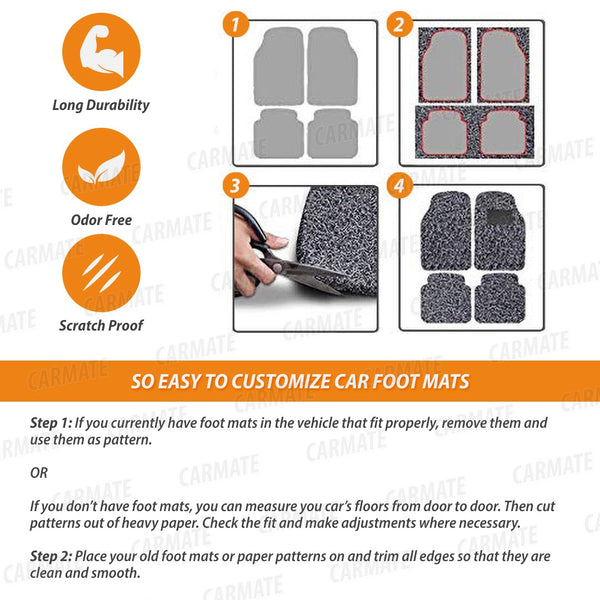 Carmate Single Color Car Grass Floor Mat, Anti-Skid Curl Car Foot Mats for Volkswagon Vento