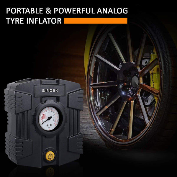 Windek 1501 Analog Tyre Inflator Multi-Purpose Air Pump with Compact Design & Speedy Inflation (Black)
