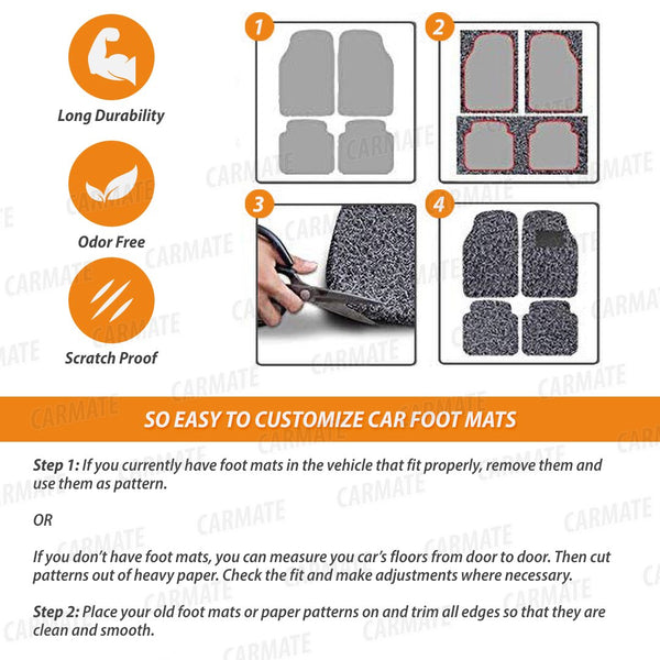 Carmate Single Color Car Grass Floor Mat, Anti-Skid Curl Car Foot Mats for Tata Nexon EV