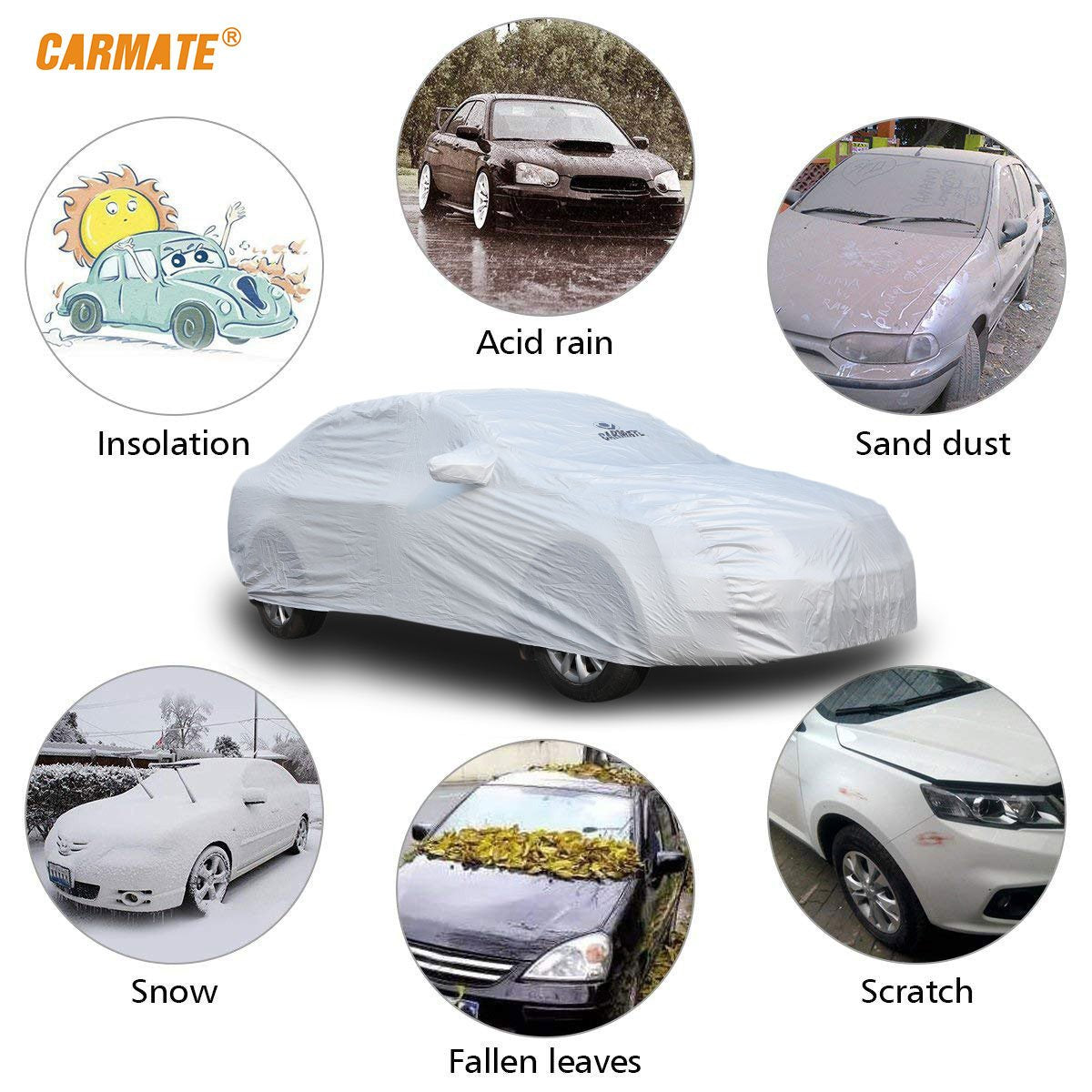 Carmate Premium Car Body Cover Silver Matty (Silver) for  Renault - Kwid - CARMATE®