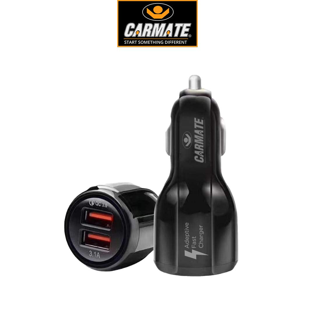 CARMATE Quick Charging Car Charger 6 Ampere (3 Amp QC and 3 Amp Normal) Comes with 3.1 Amp Fast Charging C-Type Data Cable - Black