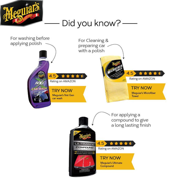 MEGUIAR'S Ultimate Waterless Wash & Wax & Nxt Generation Car Wash pH  Balanced Rich Lather Shampoo with Water softeners for spot Free Finish, 532  ml : : Car & Motorbike