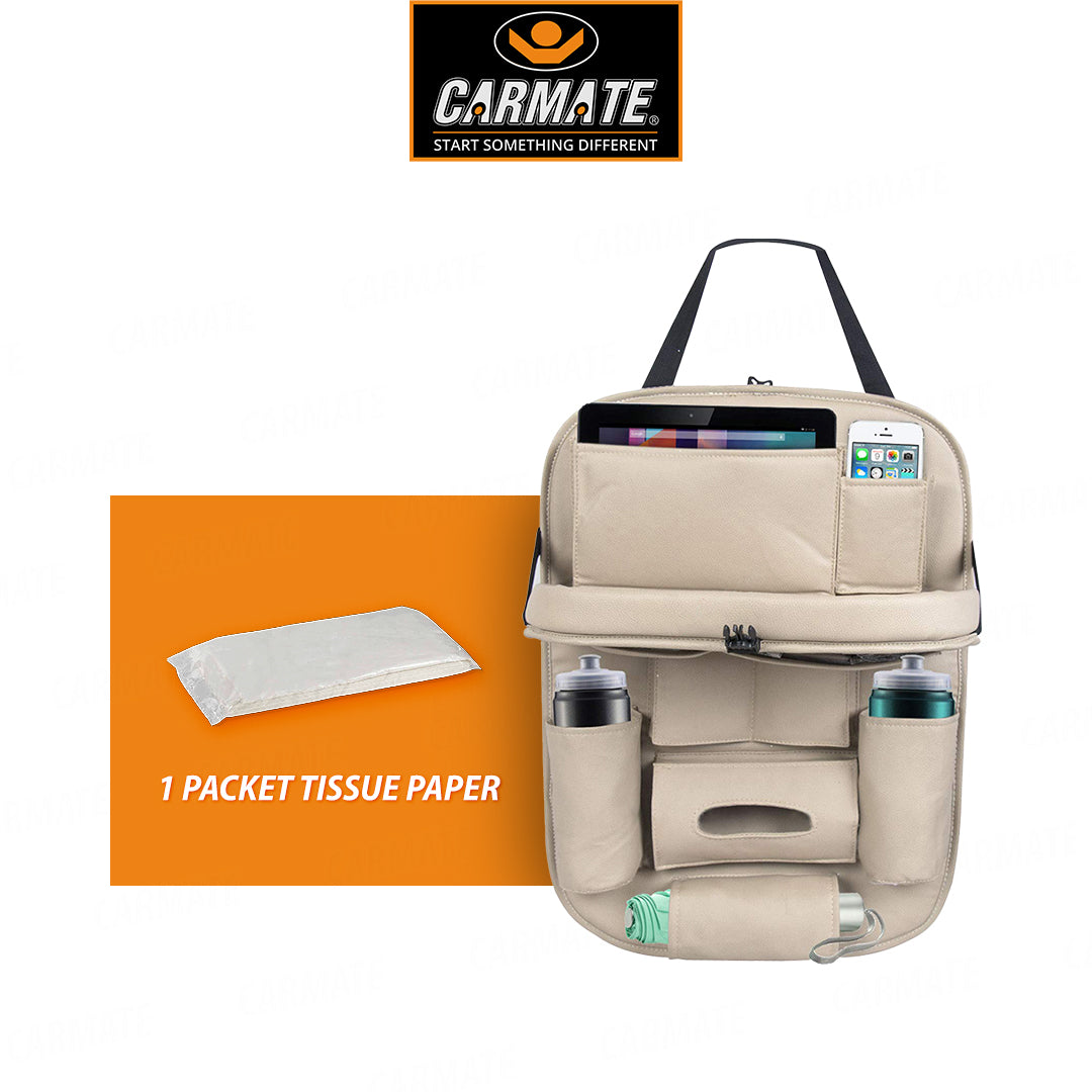 CARMATE BACK SEAT ORGANIZER WITH 1 PCAKET OF TISSUE PACK