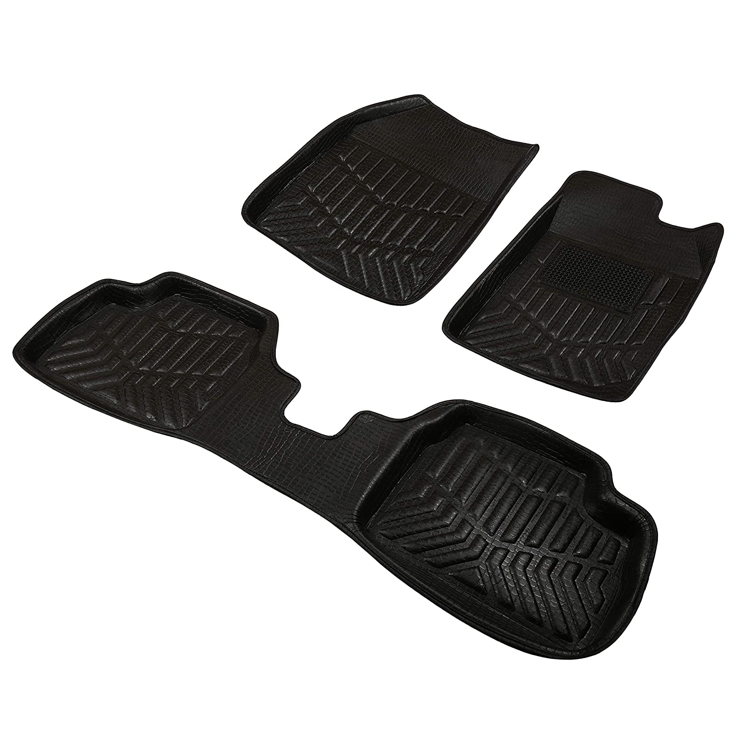 Drivn 3D Customised Car Floor Mat for Mahindra Bolero - Black (Set of 3)