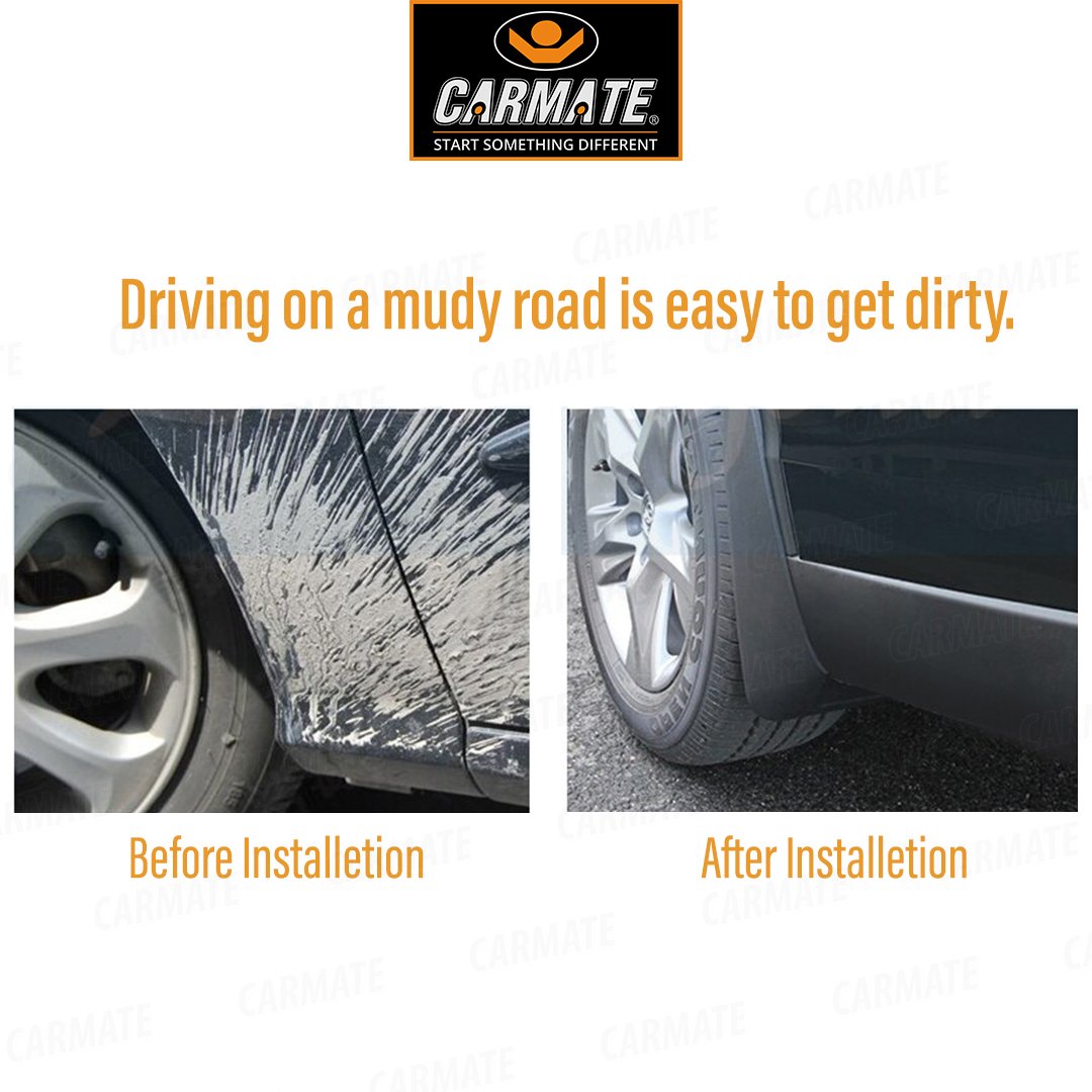 CARMATE PVC Mud Flaps for Renault Kwid (Black) - CARMATE®