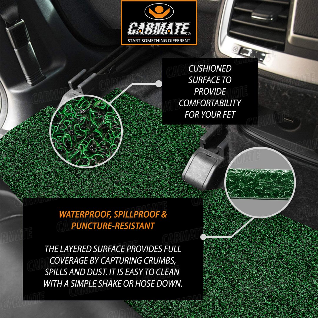 Carmate Double Color Car Grass Floor Mat, Anti-Skid Curl Car Foot Mats for Mahindra Bolero