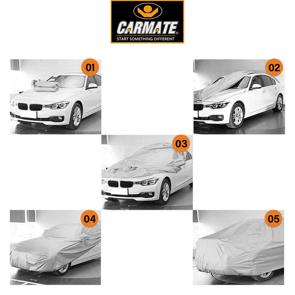 Carmate Guardian Car Body Cover 100% Water Proof with Inside Cotton (Silver) for BMW - 520D - CARMATE®