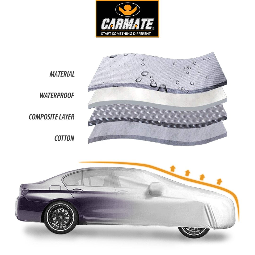 Carmate Guardian Car Body Cover 100% Water Proof with Inside Cotton (Silver) for Tata - Sumo Grande - CARMATE®
