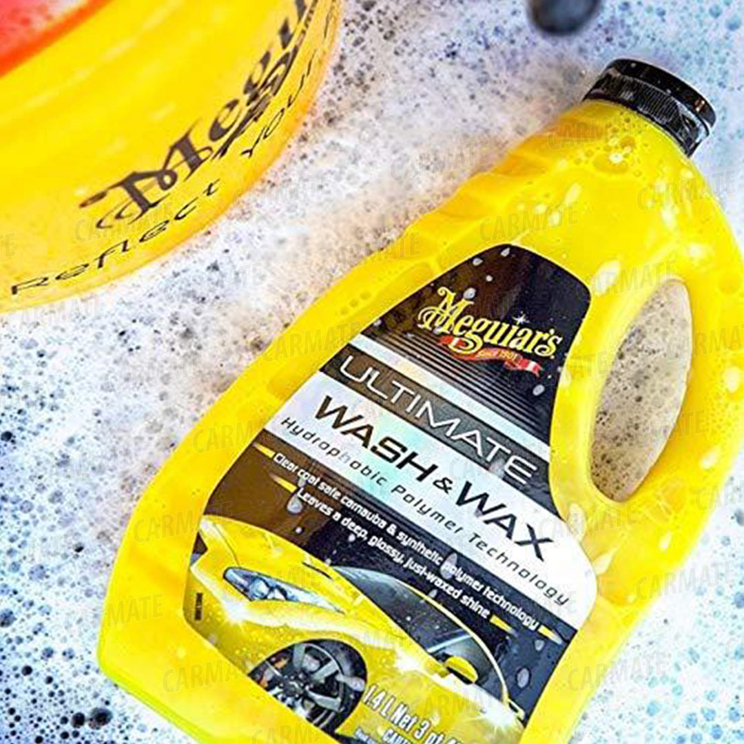 Meguiar's - Ultimate Wash & Wax is the perfect way to clean and shine your  car's finish in-between regular waxing, boosting your protection,  glossiness and shine! Meguiar's premium carnauba wax and synthetic