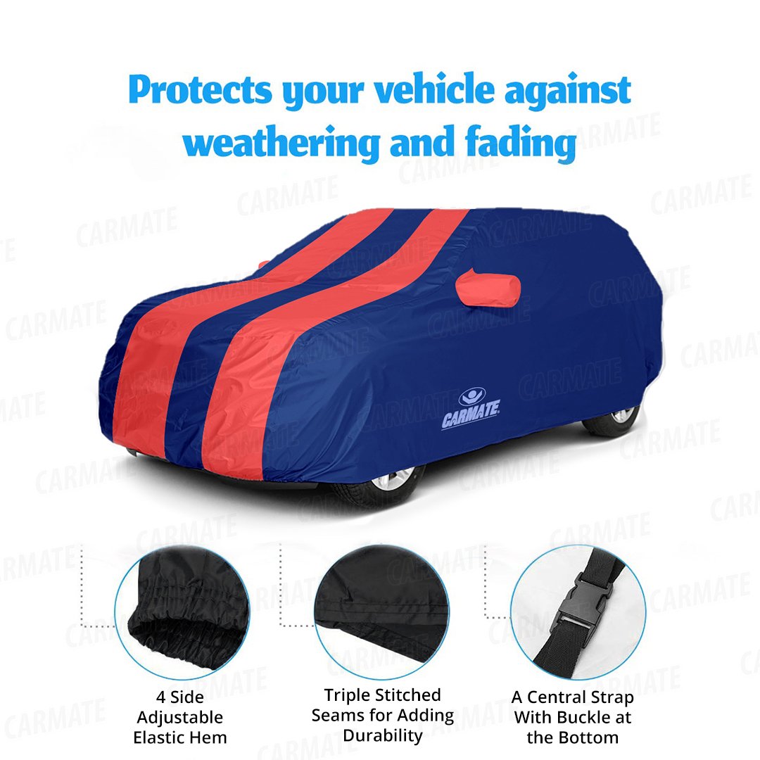 Carmate Passion Car Body Cover (Red and Blue) for  Mahindra - Scorpio 2017 - CARMATE®