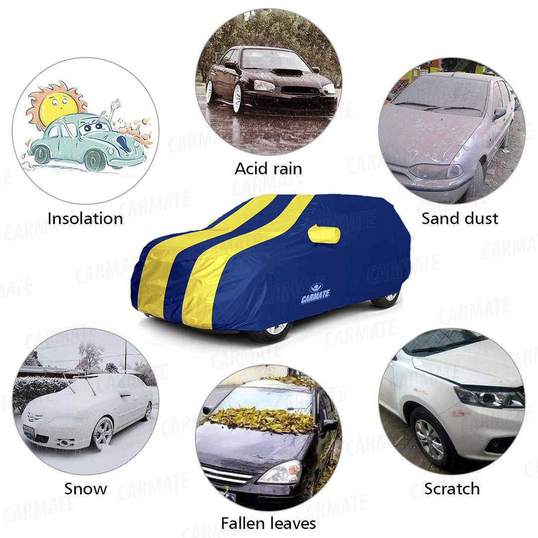 Carmate Passion Car Body Cover (Yellow and Blue) for  Tata - Tiago - CARMATE®