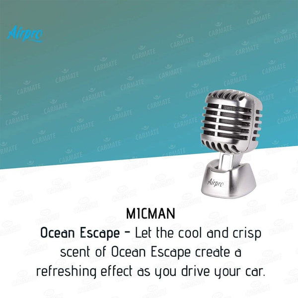 Airpro Mic Man Gel Air Freshener - Ocean Escape for Car Desk Office Cabin Home Room Perfume and Fragrance - CARMATE®