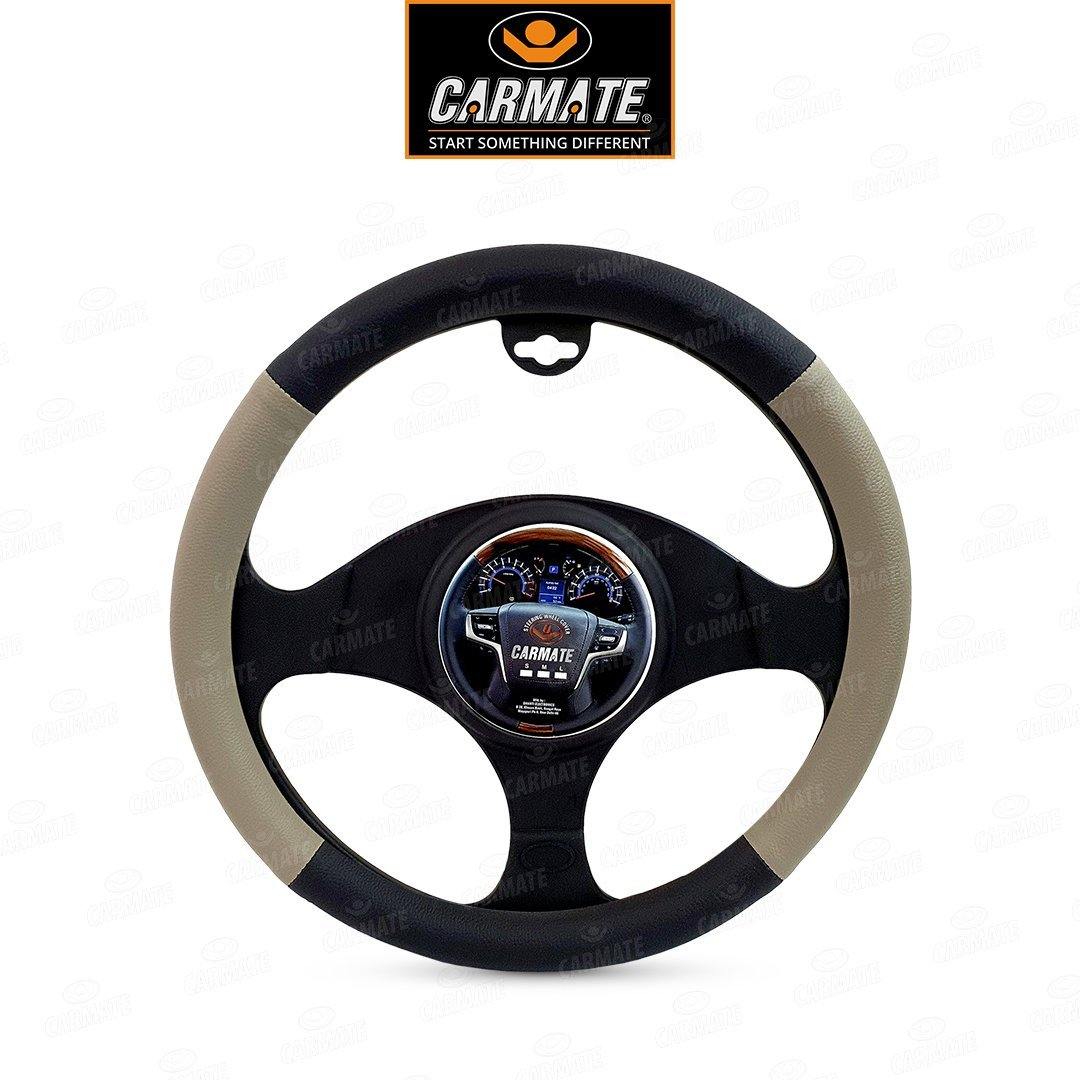 Carmate Car Steering Cover Ring Type Sporty Grip (Black and Camel) For Hyundai - Santro Xing (Medium) - CARMATE®