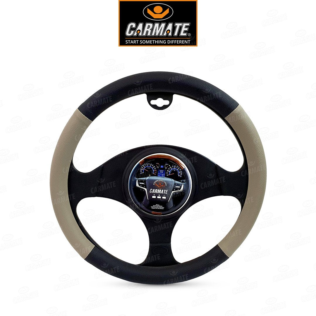 Carmate Car Steering Cover Ring Type Sporty Grip (Black and Camel) For Toyota - Corolla Altis (Medium) - CARMATE®