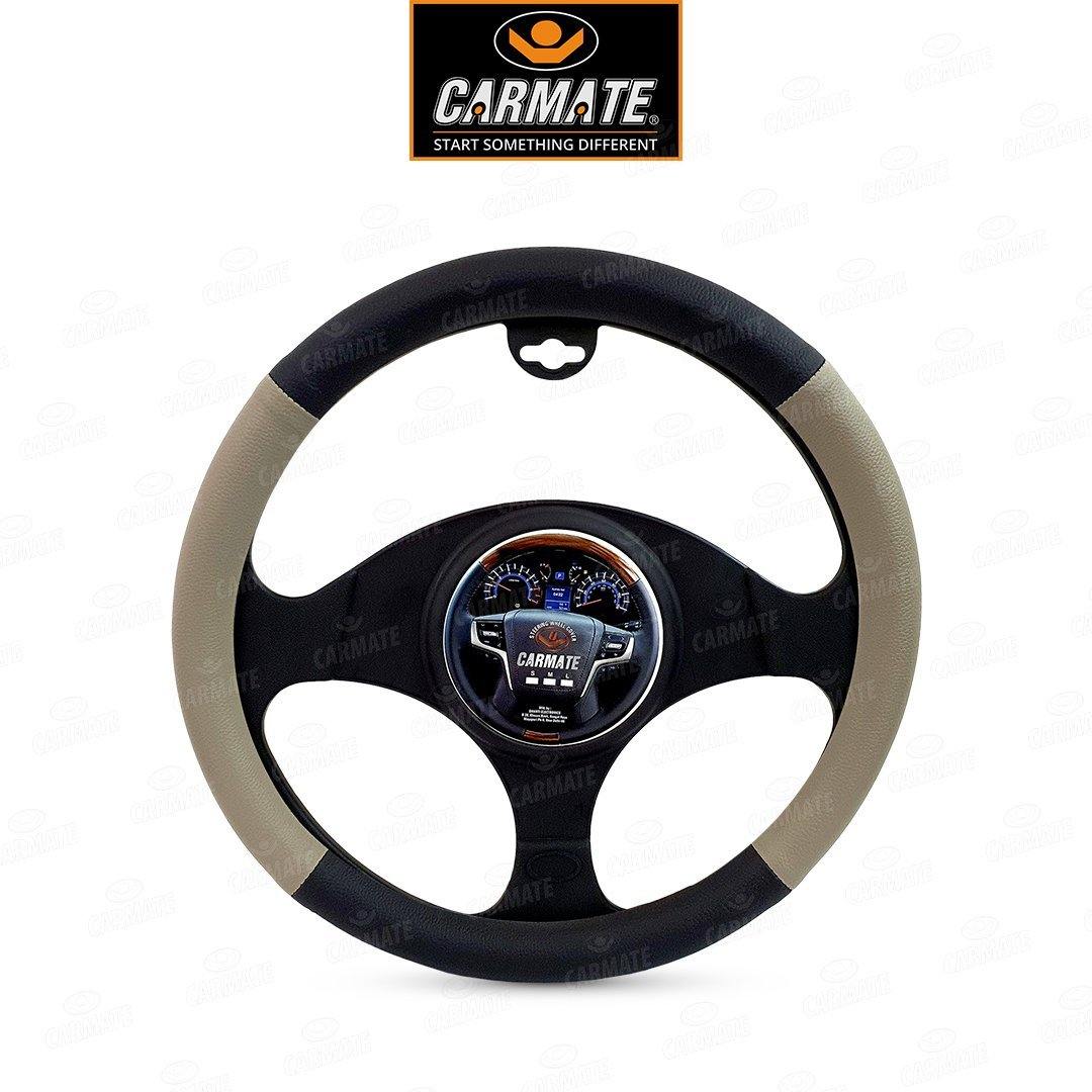 Carmate Car Steering Cover Ring Type Sporty Grip (Black and Camel) For Tata - Tigor (Medium) - CARMATE®